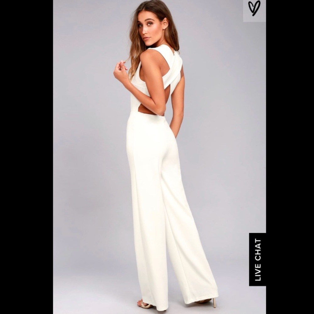 Thinkining out loud White Backless Jumpsuit